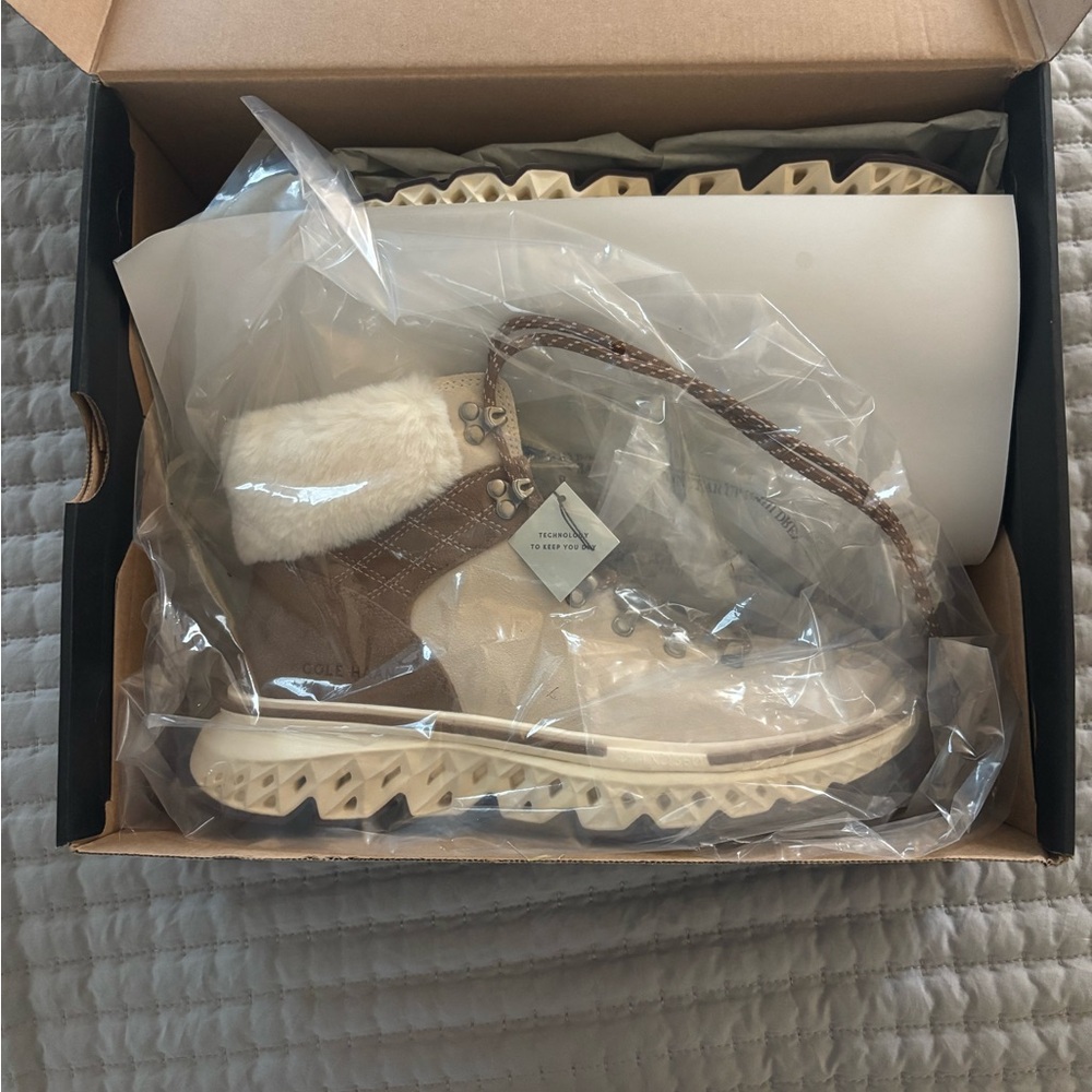 Cole Haan Brown and Cream Winter Boots